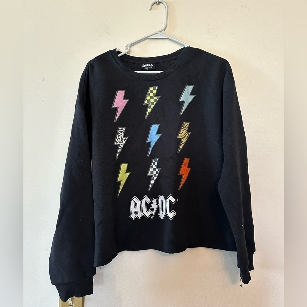 Girls AC/DC crop sweater yxxl 16/18 NWOT